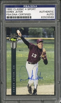 1992 Derek Jeter Signed Classic Card: One of the Earliest Known Jeter Signatures!